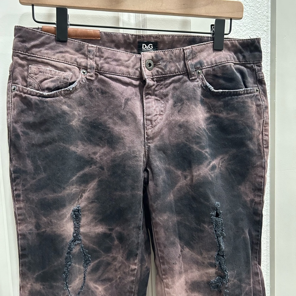 Dolce & Gabbana Brown Bleached Tie Dye Elegant Brown Cotton Jean Joggers 28 - Picture 3 of 13